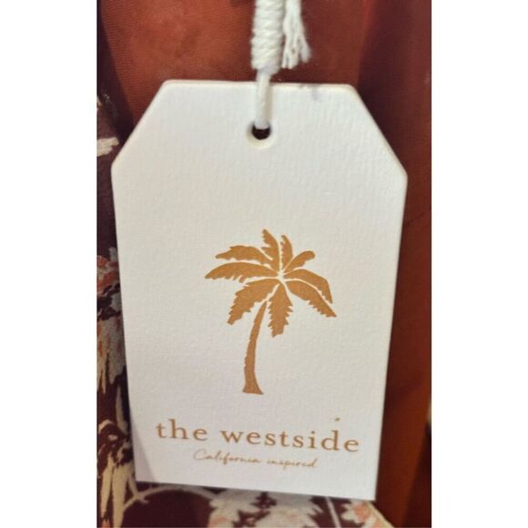 The Westside Zuri Draped Ruffle Miniskirt in Brown Print NWT Size Large - Picture 4 of 5